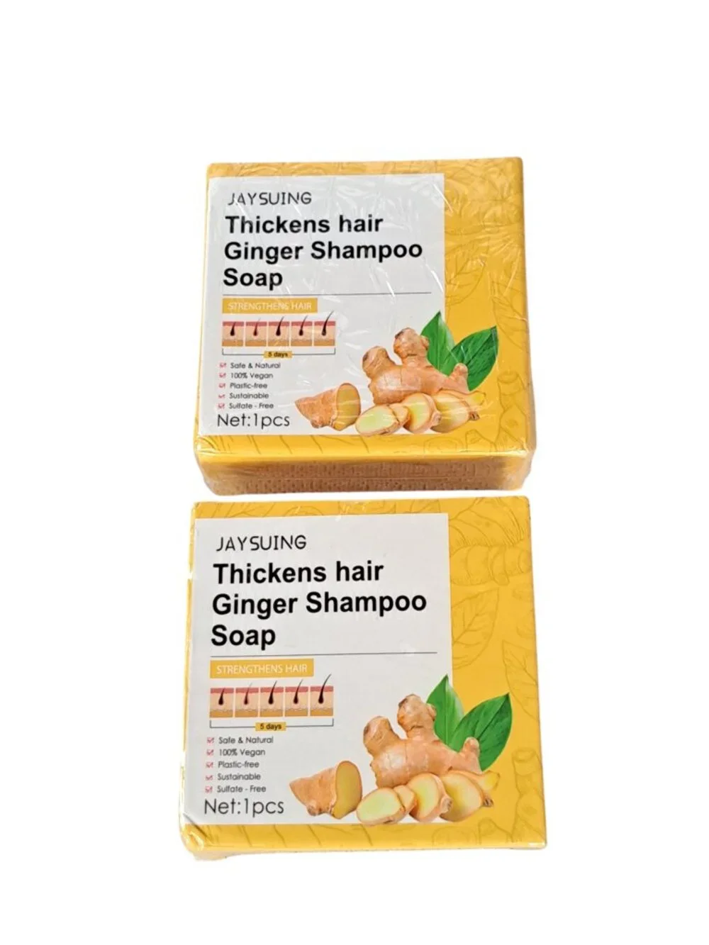 2-Pack Ginger Shampoo Bar Thickens Hair 3.5 oz per bar Jaysuing